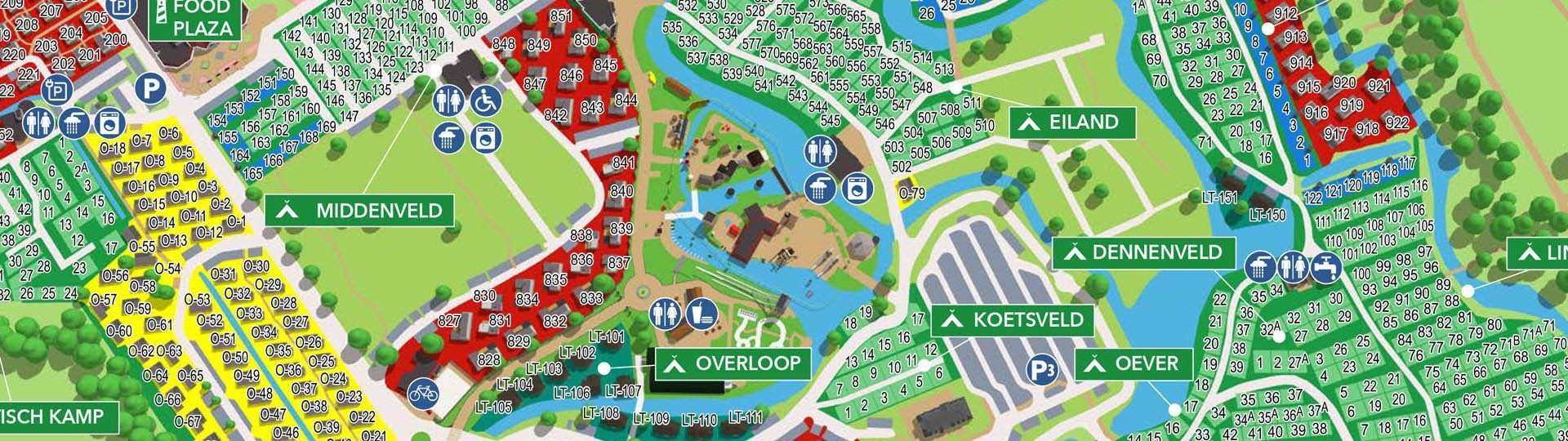 Bekijk sanitairgebouwen op de plattegrond